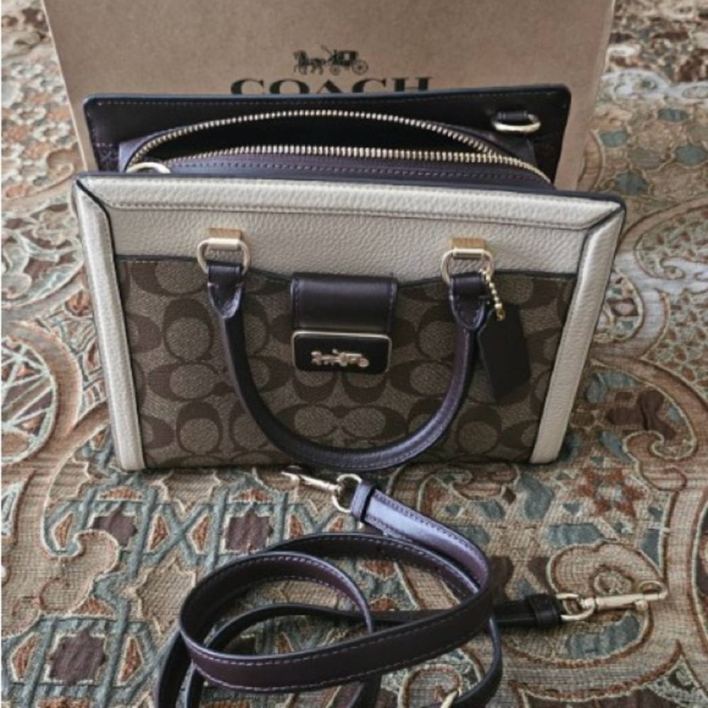 Coach Elegant Brown and Cream Crossbody Bag